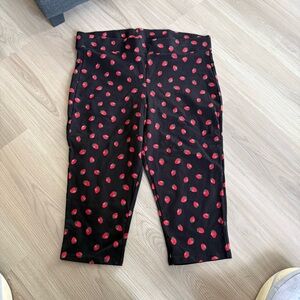 Torrid Black Leggings with Red Strawberry Crop